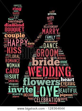 Bride And Groom Wedding, Word Cloud Concept