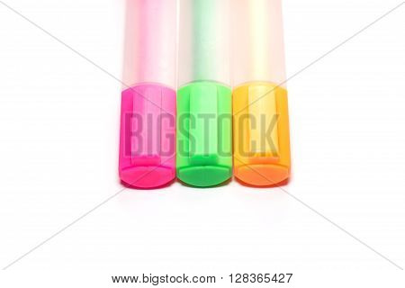Closed up Multicolor Highlighter marker or highligh pen