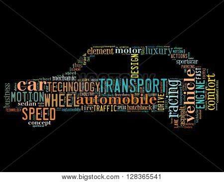 Car Side View, Word Cloud Concept