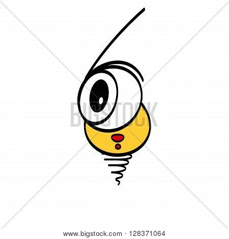 Cartoon cute monster cyclop with one eye on the white background