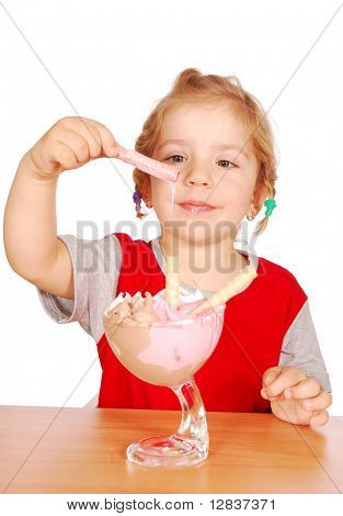 little girl enjoying ice cream
