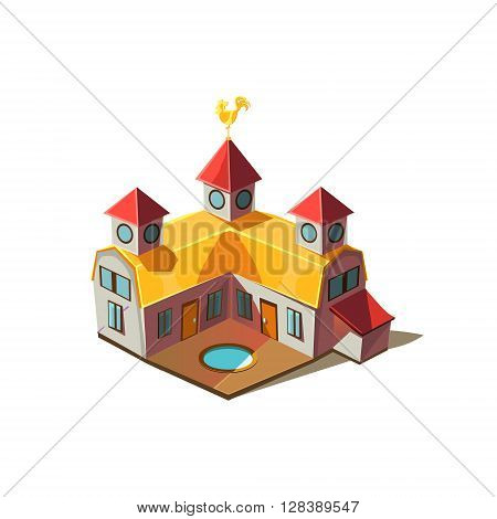 Rancho House Simplified Cute Illustration In Childish Colorful Flat Vector Design Isolated On White Background