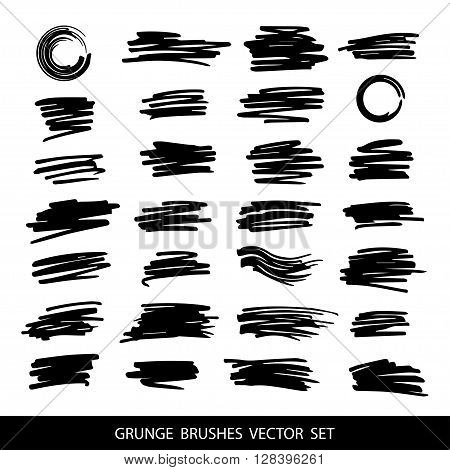 Big set of grunge brush strokes. Vector illustration.