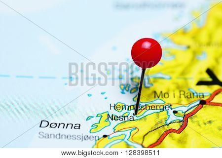Nesna pinned on a map of Norway