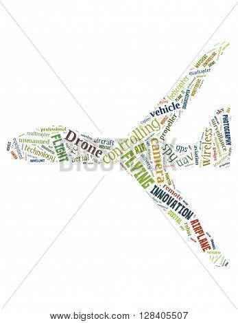Drone Flying, Word Cloud Concept