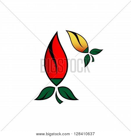Hot chilli pepper vector set isolated on white background. Red and yellow.