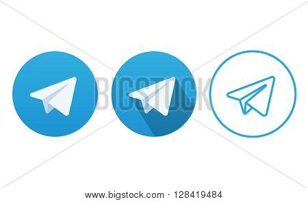 Blue Aircraft Button Icon Vector logo airplane