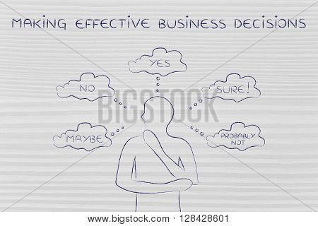 Thoughtful Man Trying To Choose, Making Effective Business Decisions