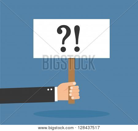 Man holding question mark vector illustration isolated on background
