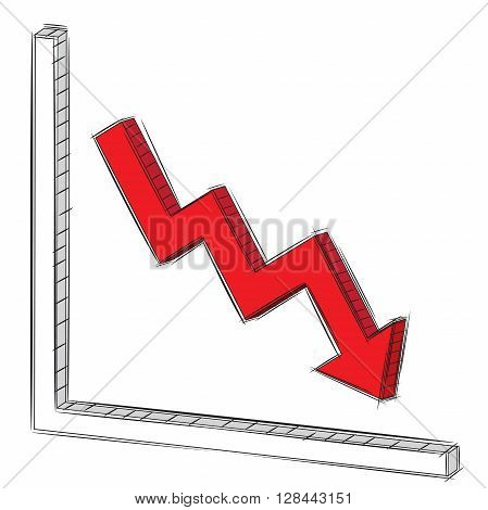 Vector Illustration Doodle of Downtrend  Chart and Graph