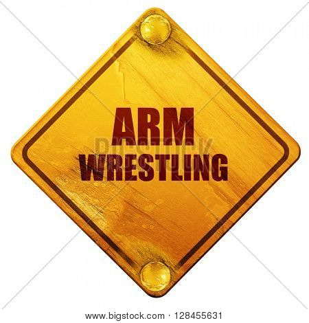 arm wrestling sign background, 3D rendering, isolated grunge yel