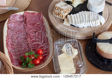 Homework healthy breakfast. Diet food. Breakfast for children. Well-laid wooden table.