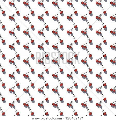 Seamless pattern with cherries with a shadow on the plane white bachground of red berries. Design for textile, wallpapers, packaging, kitchen interiors