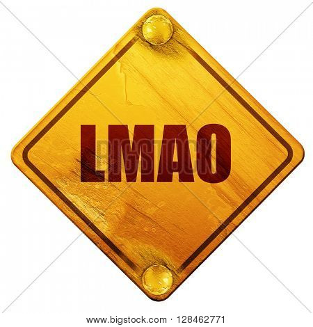 lmao internet slang, 3D rendering, isolated grunge yellow road s