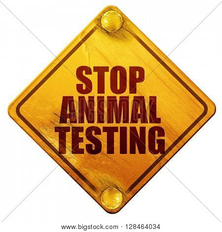 stop animal testing, 3D rendering, isolated grunge yellow road s