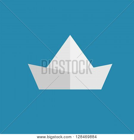 paper ship web icon illustration for mobile apps flat design cute baby picture on blue background