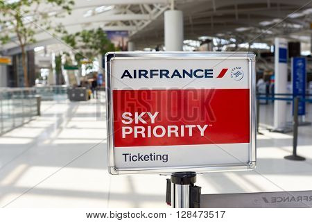NEW YORK - MARCH 22, 2016: inside of JFK airport. John F. Kennedy International Airport is a major international airport located in Queens, New York City, United States.