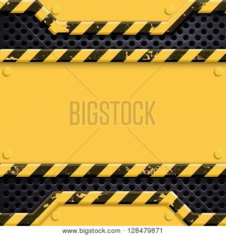 Industrial metal technology background. Danger sign. Stock vector illustration.