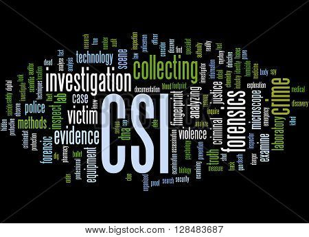 Csi, Crime Scene Investigation Word Cloud Concept 5
