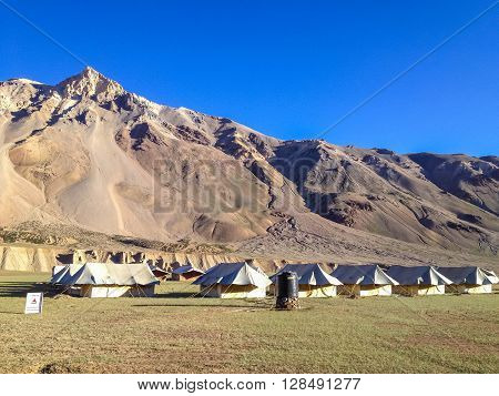 LADAKH INDIA - JULY 6 2014 : Sarchu camp Leh-Manali road India