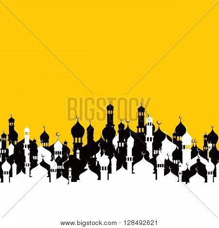 islamic mosque pray theme vector art illustration