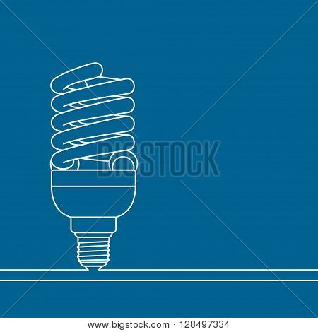 Conceptual blue background with white light lamp. Vector illustration.