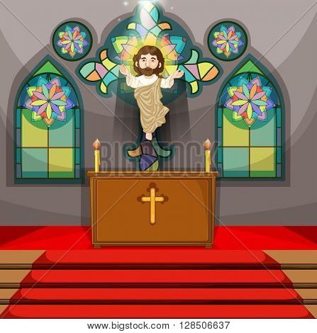 Jesus figure in the church illustration