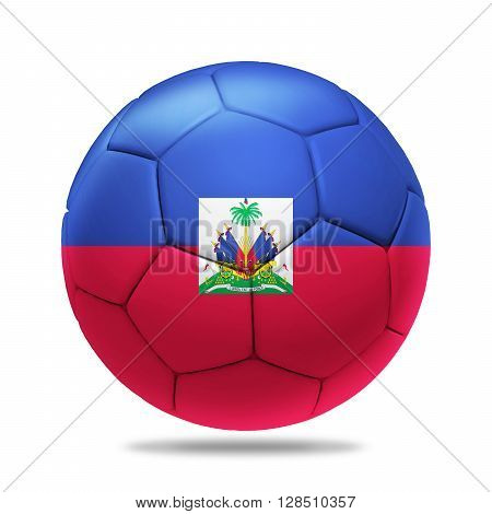 3D Illustration soccer ball with Haiti team flag isolated on white
