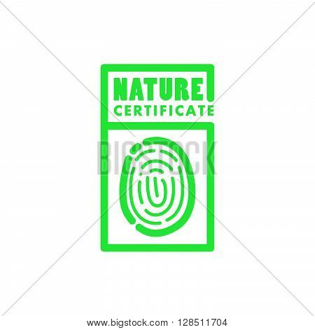 Vector flat eco product emblem. Ecological cosmetic sign. Eco badge. Finger stamp. Natural product line. Nature certificate quality. Eco symbol. Natural cosmetics. Eco friendly logo. Bio organic product.