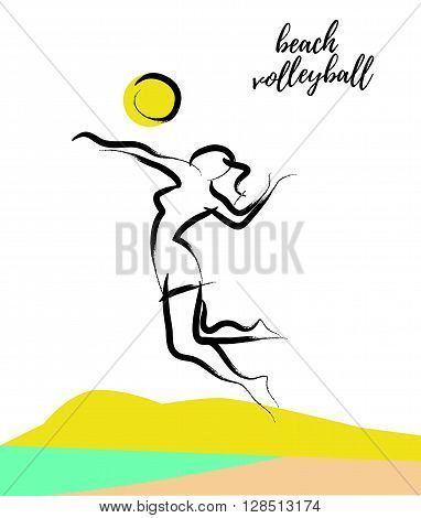 Hand drawn vector sport athlete silhouette isolated. Sportsman figure on white background. Human portrait. Dynamic moving illustration. Sketch. Ink drawing.