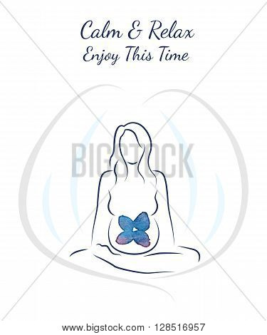Postcard Illustration poster pregnancy happy time Trimesters nucleation and growth of the child Calm and Relax Enjoy this time