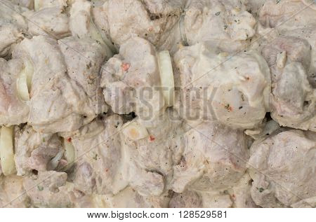 marinated meat with onions in mayonnaise Barbecue