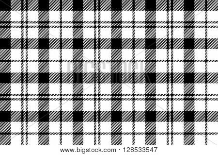 Black white milytary tartan seamless background .Vector illustration. EPS 10. No transparency. No gradients.