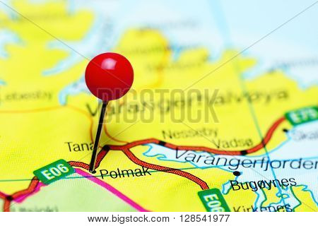 Polmak pinned on a map of Norway