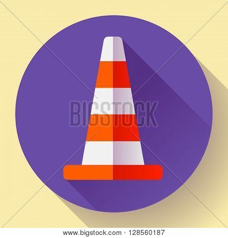 Traffic cone color icon. under construction symbol. Flat design style