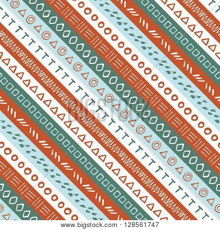 Vector Hand Drawn Seamless Folk Pattern