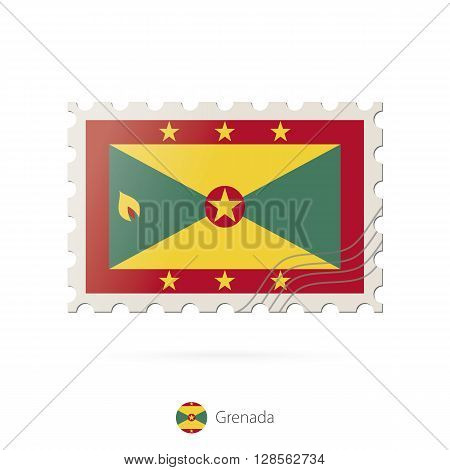 Postage Stamp With The Image Of Grenada Flag.