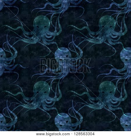 Textured Old Paper Background With Octopus