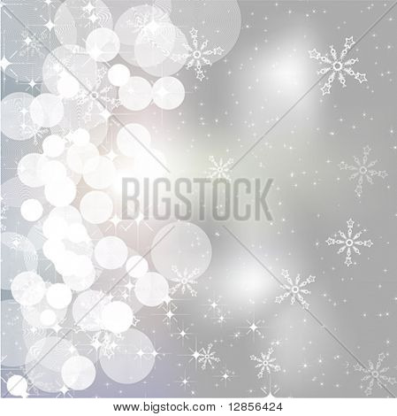 เวกเตอร์ - เกล็ดหิมะและดาว ทองเบลอแสง