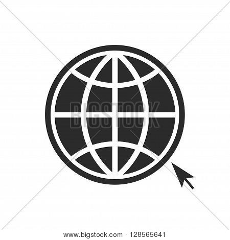 web planet icon with pointer. Vector illustration