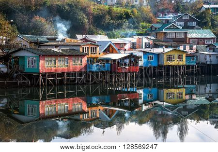 Palafitos Houses in Castro, Patagonia Chiloe, Chile