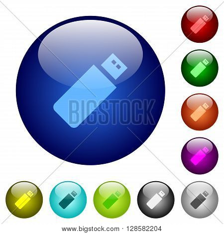 Set of color pendrive glass web buttons.