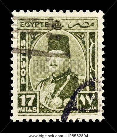 EGYPT - CIRCA 1944 : Cancelled postage stamp printed by Egypt, that shows king Farouk.