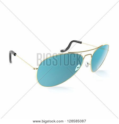 Sunglasses blue glasses isolated on white background.