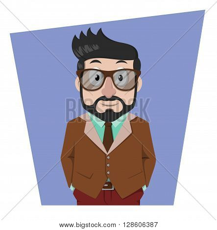 Beard business man using eye glasess eps