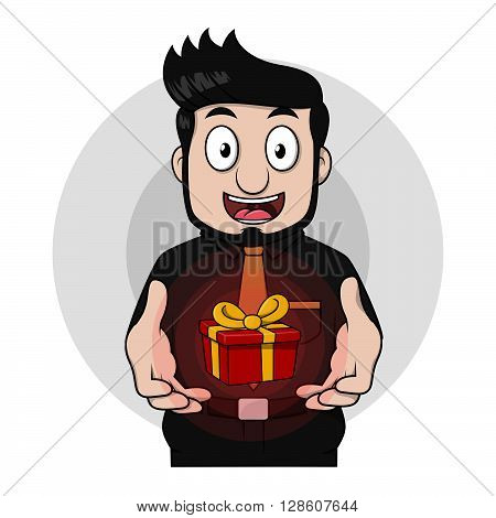 Business man give agift .eps10 editable vector illustration design