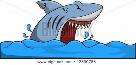 Shark attack carton illustration .eps10 editable vector illustration design