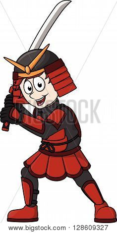 Samurai boy cartoon illustration .eps10 editable vector illustration design