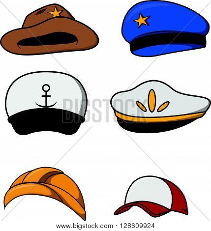 Profesion hat collection cartoon .eps10 editable vector illustration design