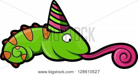chameleon using birthday party costume  .eps10 editable vector illustration design